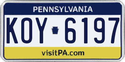 PA license plate KOY6197