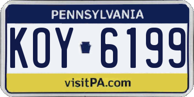 PA license plate KOY6199