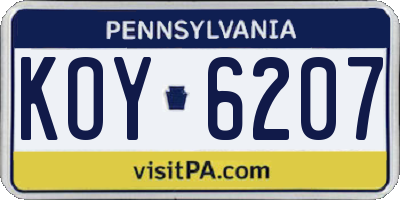 PA license plate KOY6207