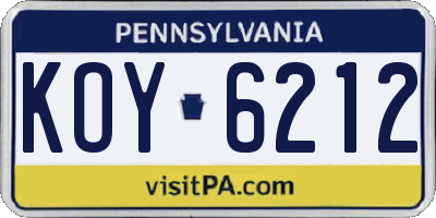 PA license plate KOY6212