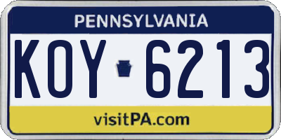 PA license plate KOY6213