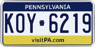 PA license plate KOY6219