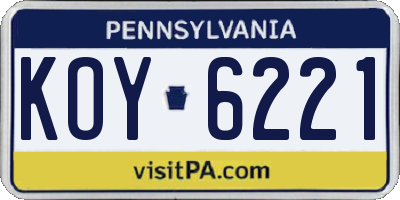 PA license plate KOY6221