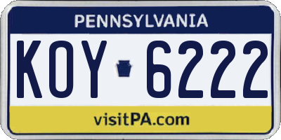 PA license plate KOY6222