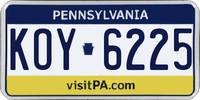 PA license plate KOY6225