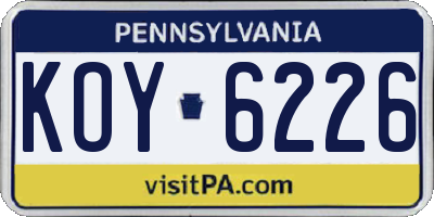 PA license plate KOY6226
