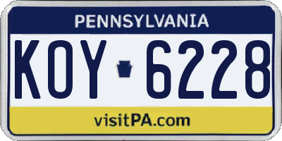 PA license plate KOY6228