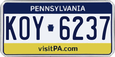 PA license plate KOY6237