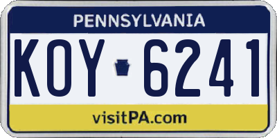 PA license plate KOY6241