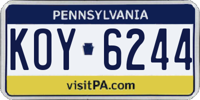 PA license plate KOY6244