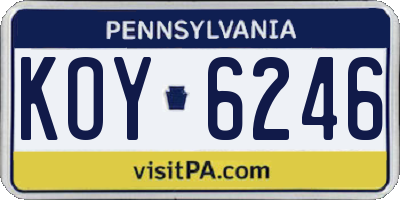 PA license plate KOY6246