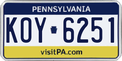 PA license plate KOY6251