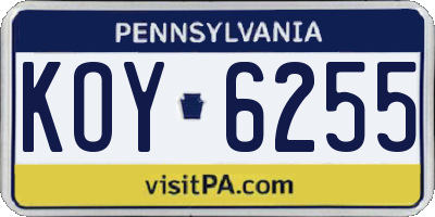 PA license plate KOY6255
