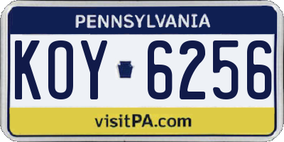 PA license plate KOY6256