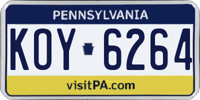 PA license plate KOY6264