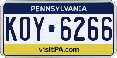 PA license plate KOY6266