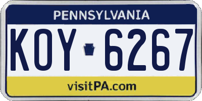 PA license plate KOY6267