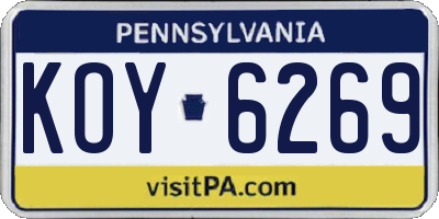 PA license plate KOY6269