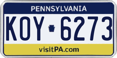 PA license plate KOY6273