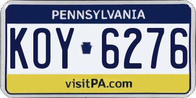 PA license plate KOY6276