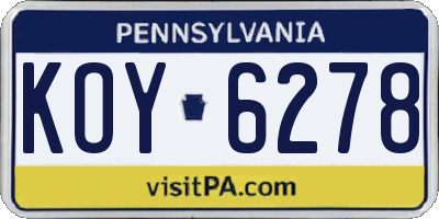 PA license plate KOY6278