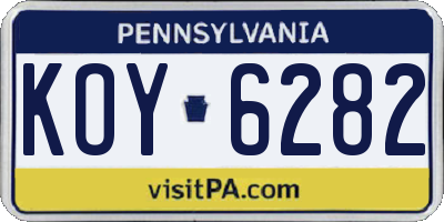 PA license plate KOY6282