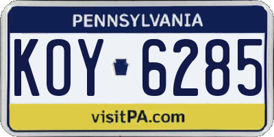 PA license plate KOY6285