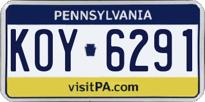 PA license plate KOY6291