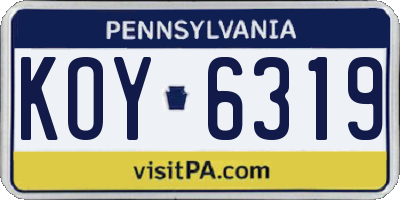 PA license plate KOY6319