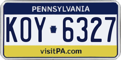 PA license plate KOY6327