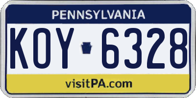 PA license plate KOY6328