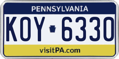 PA license plate KOY6330