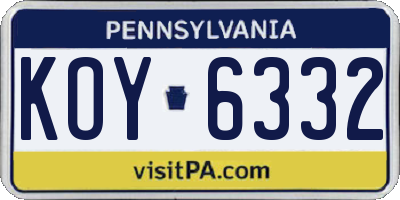 PA license plate KOY6332