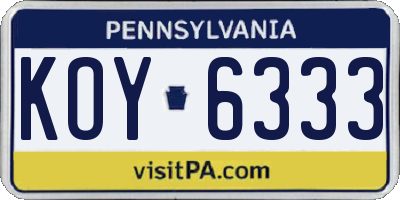 PA license plate KOY6333