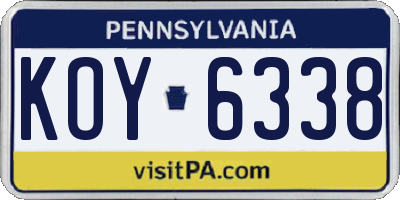 PA license plate KOY6338