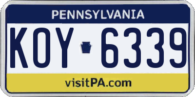 PA license plate KOY6339