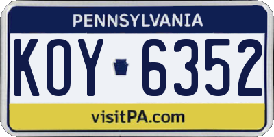 PA license plate KOY6352