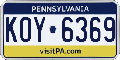 PA license plate KOY6369