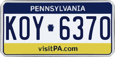 PA license plate KOY6370