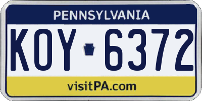 PA license plate KOY6372