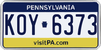PA license plate KOY6373