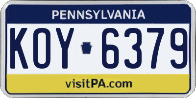 PA license plate KOY6379