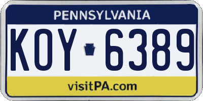 PA license plate KOY6389