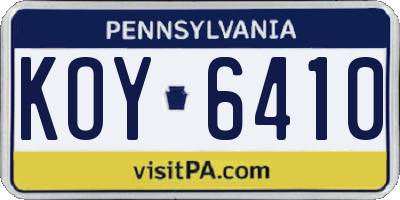 PA license plate KOY6410