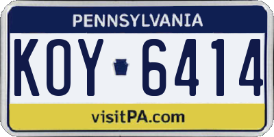 PA license plate KOY6414