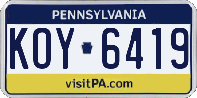 PA license plate KOY6419