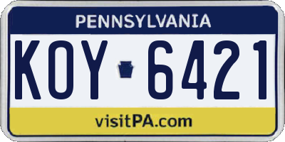 PA license plate KOY6421
