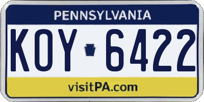 PA license plate KOY6422