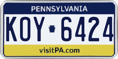 PA license plate KOY6424