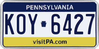 PA license plate KOY6427